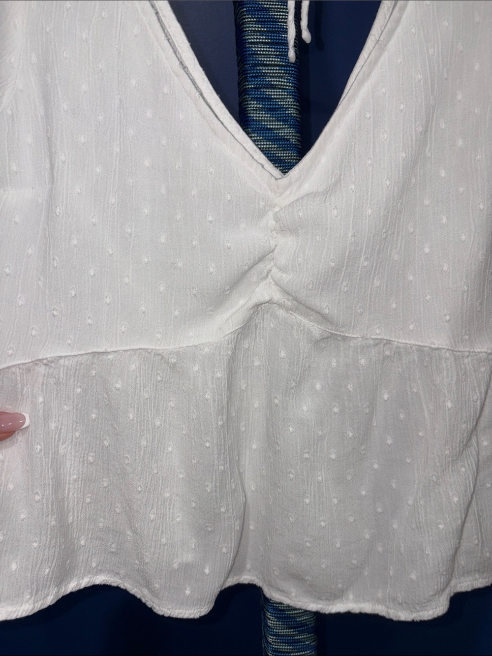 HOLLISTER -White Swiss Dot Peplum Top | Size Medium - Picture 10 of 15